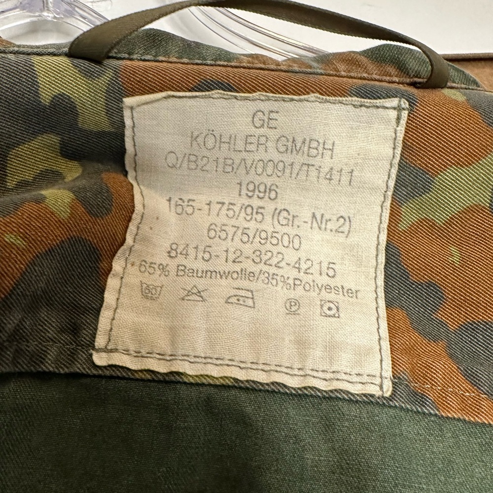 Vintage GE Kohler Flecktarn Field Shirt Jacket German Military 1996 No Flags - Picture 2 of 10